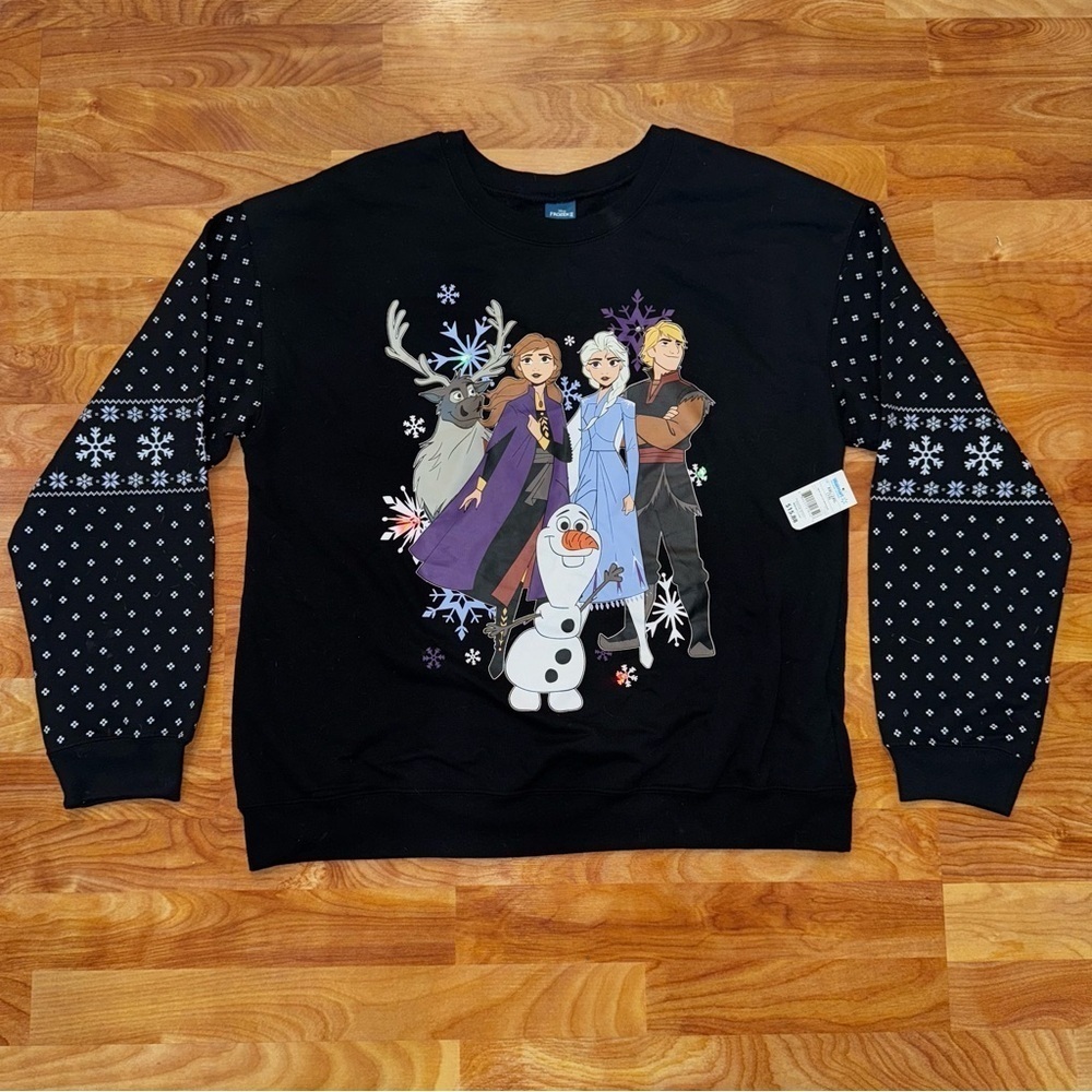 Disney Frozen 2 Juniors Light Up Black Pullover Christmas Sweater Size XXL NWT